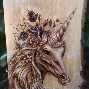 Mystical Unicorn - 20x27cm Pear wood